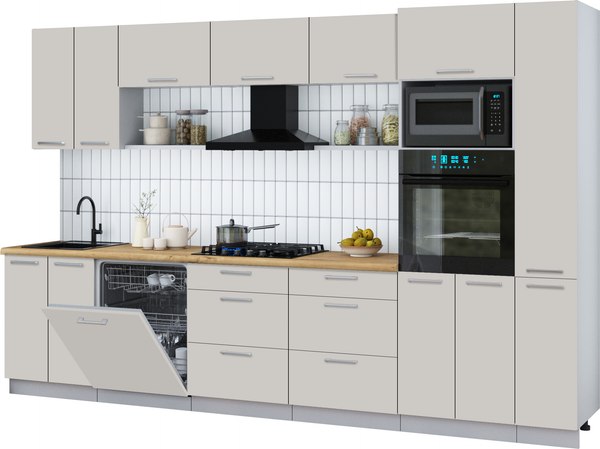 Кухонный гарнитур Интерлиния Мила Gloss 3.3-ПМ1 - фото