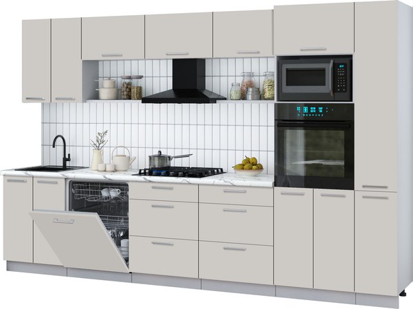 Кухонный гарнитур Интерлиния Мила Gloss 3.3-ПМ1 - фото