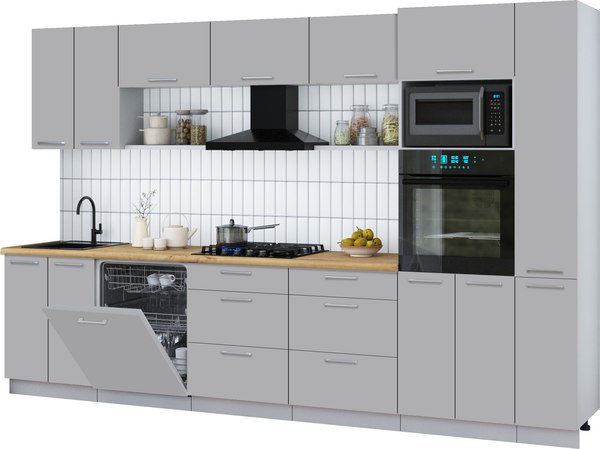 Кухонный гарнитур Интерлиния Мила Gloss 3.3-ПМ1 - фото