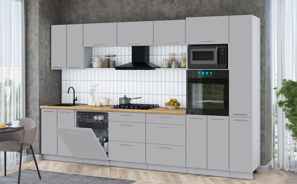 Кухонный гарнитур Интерлиния Мила Gloss 3.3-ПМ1