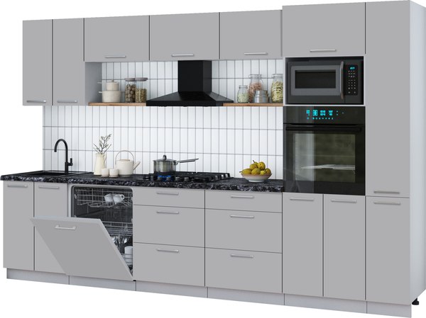 Кухонный гарнитур Интерлиния Мила Gloss 3.3-ПМ1 - фото