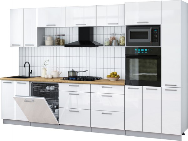 Кухонный гарнитур Интерлиния Мила Gloss 3.3-ПМ1 - фото