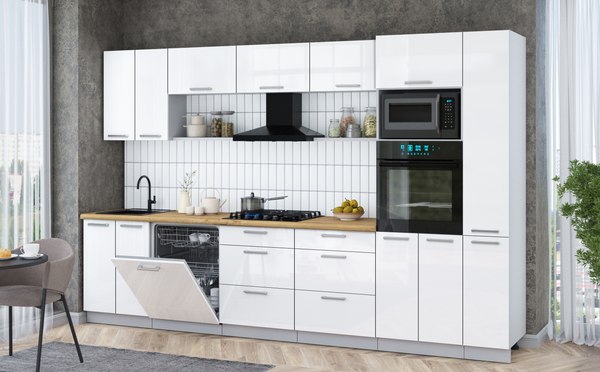 Кухонный гарнитур Интерлиния Мила Gloss 3.3-ПМ1