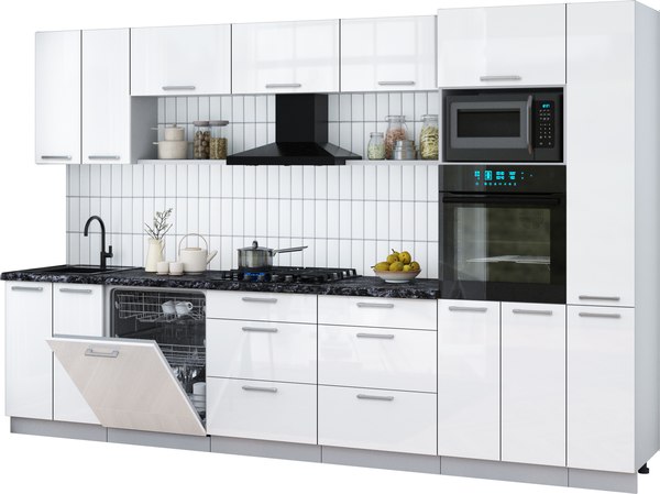 Кухонный гарнитур Интерлиния Мила Gloss 3.3-ПМ1 - фото