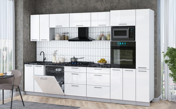 Кухонный гарнитур Интерлиния Мила Gloss 3.3-ПМ1