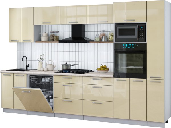 Кухонный гарнитур Интерлиния Мила Gloss 3.3-ПМ1 - фото