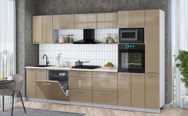 Кухонный гарнитур Интерлиния Мила Gloss 3.3-ПМ1