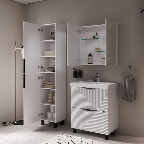 Шкаф с зеркалом для ванной Volna Geometry 70