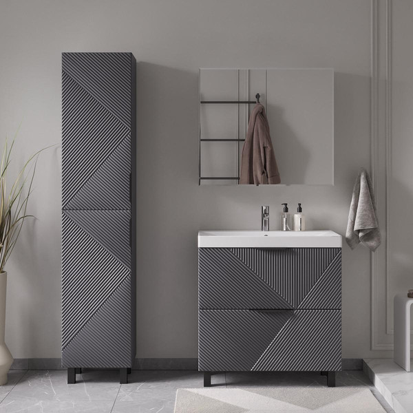 Шкаф с зеркалом для ванной Volna Geometry 80