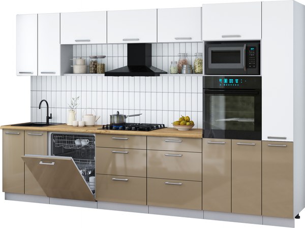 Кухонный гарнитур Интерлиния Мила Gloss 3.3-ПМ1 - фото