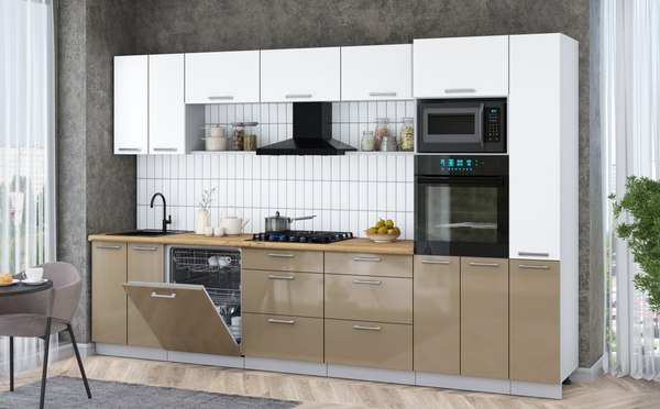 Кухонный гарнитур Интерлиния Мила Gloss 3.3-ПМ1