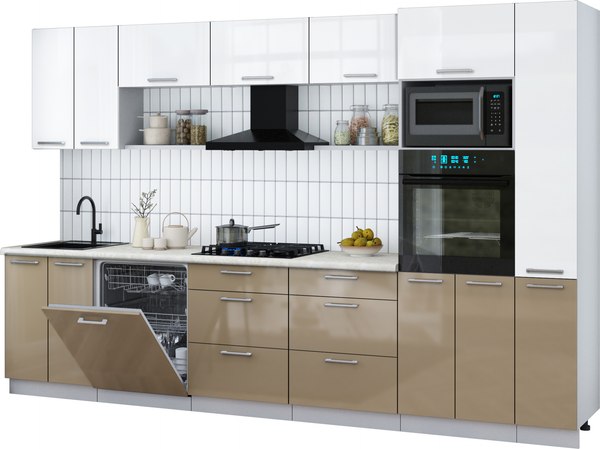 Кухонный гарнитур Интерлиния Мила Gloss 3.3-ПМ1 - фото