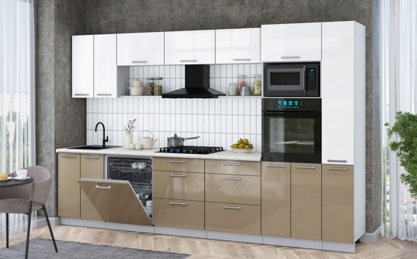 Кухонный гарнитур Интерлиния Мила Gloss 3.3-ПМ1