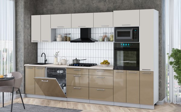 Кухонный гарнитур Интерлиния Мила Gloss 3.3-ПМ1