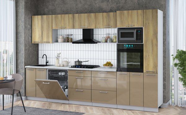 Кухонный гарнитур Интерлиния Мила Gloss 3.3-ПМ1