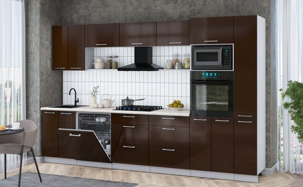 Кухонный гарнитур Интерлиния Мила Gloss 3.3-ПМ1