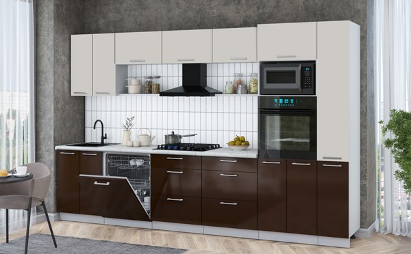 Кухонный гарнитур Интерлиния Мила Gloss 3.3-ПМ1