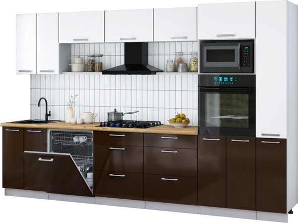 Кухонный гарнитур Интерлиния Мила Gloss 3.3-ПМ1 - фото