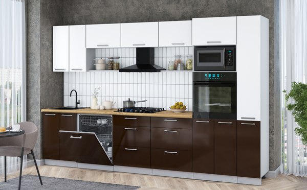 Кухонный гарнитур Интерлиния Мила Gloss 3.3-ПМ1