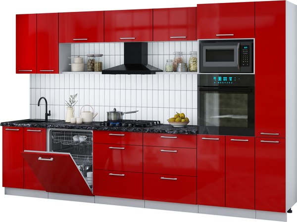 Кухонный гарнитур Интерлиния Мила Gloss 3.3-ПМ1 - фото