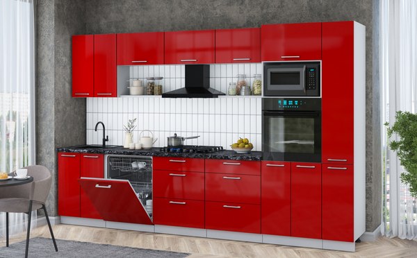 Кухонный гарнитур Интерлиния Мила Gloss 3.3-ПМ1