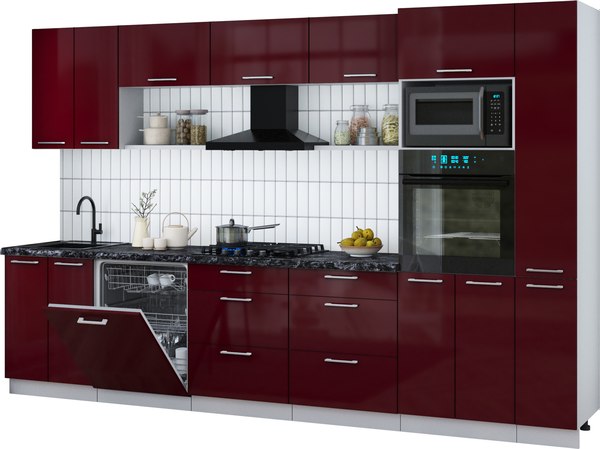 Кухонный гарнитур Интерлиния Мила Gloss 3.3-ПМ1 - фото