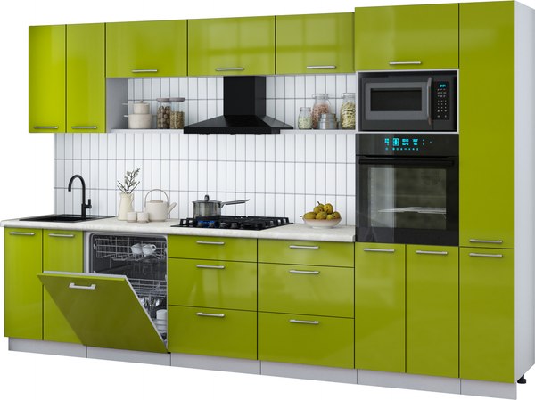 Кухонный гарнитур Интерлиния Мила Gloss 3.3-ПМ1 - фото