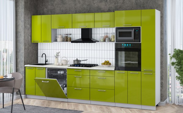 Кухонный гарнитур Интерлиния Мила Gloss 3.3-ПМ1