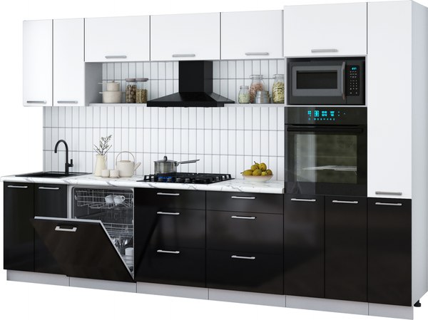 Кухонный гарнитур Интерлиния Мила Gloss 3.3-ПМ1 - фото