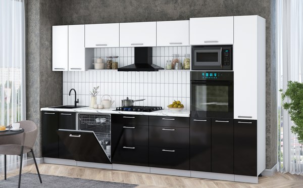 Кухонный гарнитур Интерлиния Мила Gloss 3.3-ПМ1