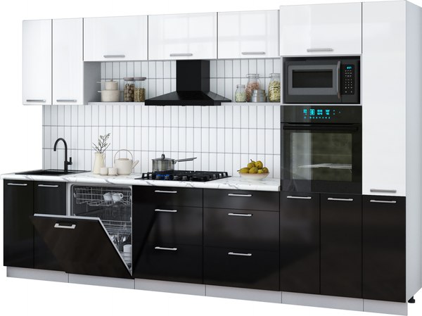 Кухонный гарнитур Интерлиния Мила Gloss 3.3-ПМ1 - фото