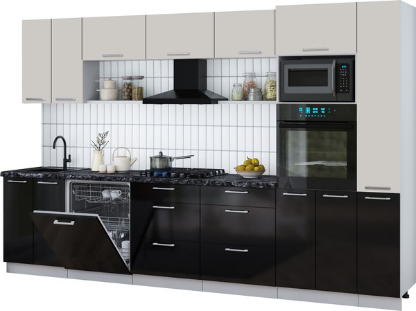 Кухонный гарнитур Интерлиния Мила Gloss 3.3-ПМ1 - фото