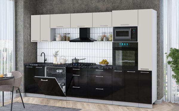 Кухонный гарнитур Интерлиния Мила Gloss 3.3-ПМ1