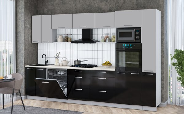 Кухонный гарнитур Интерлиния Мила Gloss 3.3-ПМ1