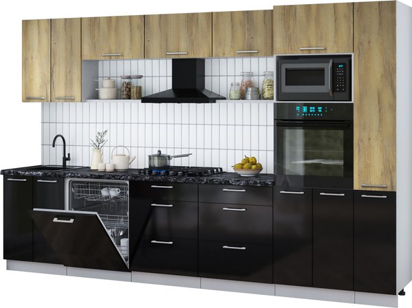 Кухонный гарнитур Интерлиния Мила Gloss 3.3-ПМ1 - фото