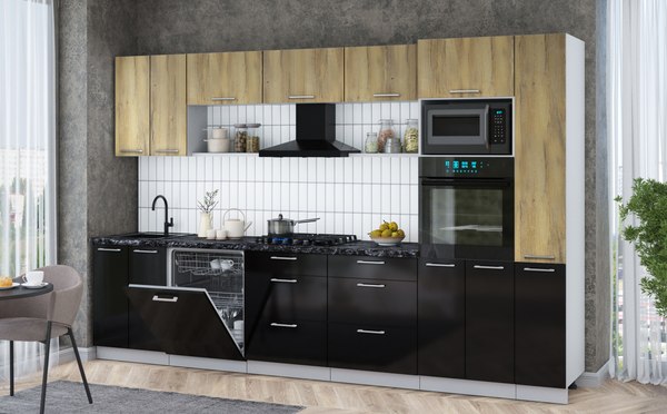 Кухонный гарнитур Интерлиния Мила Gloss 3.3-ПМ1