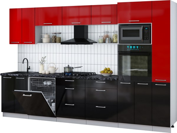 Кухонный гарнитур Интерлиния Мила Gloss 3.3-ПМ1 - фото