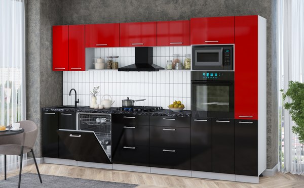 Кухонный гарнитур Интерлиния Мила Gloss 3.3-ПМ1