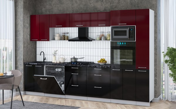 Кухонный гарнитур Интерлиния Мила Gloss 3.3-ПМ1