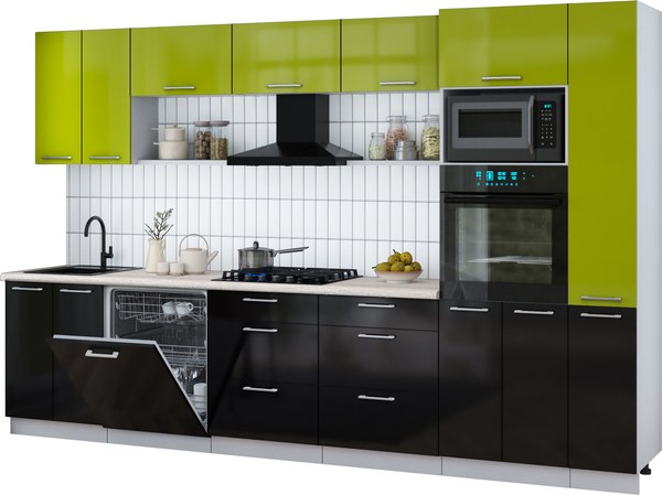 Кухонный гарнитур Интерлиния Мила Gloss 3.3-ПМ1 - фото