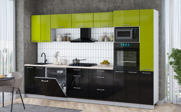 Кухонный гарнитур Интерлиния Мила Gloss 3.3-ПМ1