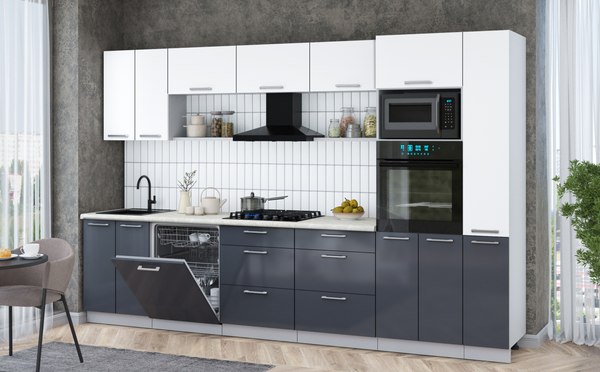 Кухонный гарнитур Интерлиния Мила Gloss 3.3-ПМ1