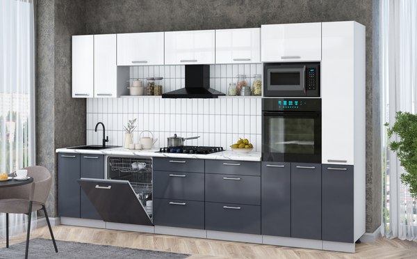 Кухонный гарнитур Интерлиния Мила Gloss 3.3-ПМ1