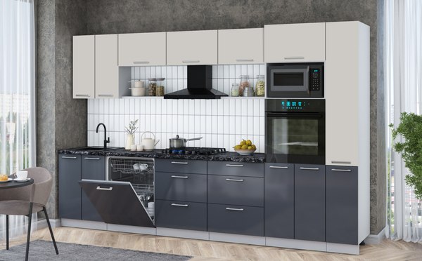 Кухонный гарнитур Интерлиния Мила Gloss 3.3-ПМ1