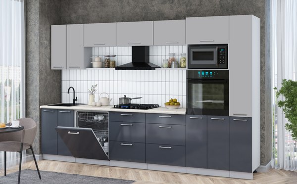 Кухонный гарнитур Интерлиния Мила Gloss 3.3-ПМ1