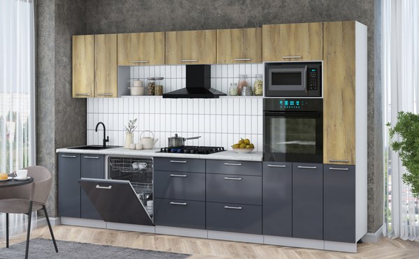 Кухонный гарнитур Интерлиния Мила Gloss 3.3-ПМ1