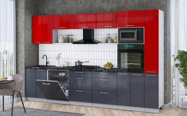 Кухонный гарнитур Интерлиния Мила Gloss 3.3-ПМ1