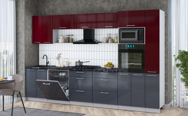 Кухонный гарнитур Интерлиния Мила Gloss 3.3-ПМ1