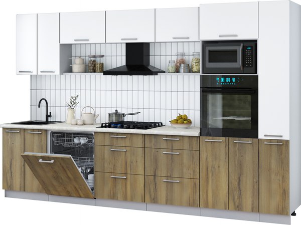Кухонный гарнитур Интерлиния Мила Gloss 3.3-ПМ1 - фото