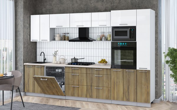 Кухонный гарнитур Интерлиния Мила Gloss 3.3-ПМ1